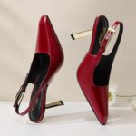 RIBONGZ Slingback Heels for Ladies Kitten Heels Closed Pointed Toe Ankl... - Image 7