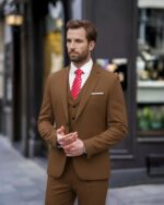 EastSide Males's Slim Match 3 Items Swimsuit, One Button Blazer Set, Jacket V... - Image 3