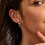 Risamil 14K Gold Plated/Silver Earrings for Ladies Fashionable, Dainty Bow E... - Image 4