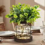 Rustic Farmhouse Glass Vases with Inexperienced Synthetic Eucalyptus Vegetation &... - Image 5