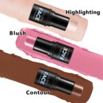 3Pcs Cream Contour Stick Make-up Package, Shades with Highlighter, Blush an... - Image 3