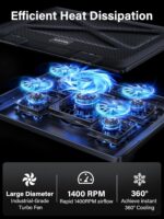 Kootek Laptop computer Cooling Pad, Laptop computer Cooler with 5 Quiet Followers for 12"-17"... - Image 3