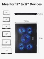 Kootek Laptop computer Cooling Pad, Laptop computer Cooler with 5 Quiet Followers for 12"-17"... - Image 5