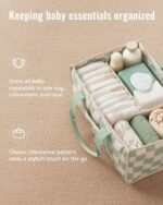 Blissful Diary Checkered Diaper Caddy Organizer, Trendy Nursery Stora... - Image 3