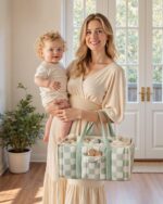 Blissful Diary Checkered Diaper Caddy Organizer, Trendy Nursery Stora... - Image 4