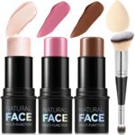 3Pcs Cream Contour Stick Make-up Package, Shades with Highlighter, Blush an... - Image 2