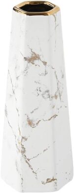 8inch White Gold End Marble Ceramic Flower Vase Residence Decor Vase and... - Image 2