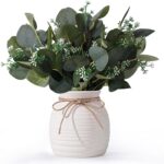 Synthetic Eucalyptus in Vase, Pretend crops for residence decor, Ceramic Whi... - Image 2