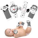 Child Socks & Wrist Rattles Toys for 0-12 Month,Black And White Excessive Co... - Image 2