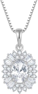 Birthstone Necklace 925 Sterling Silver Oval 5A Cubic Zirconia Pendant... - Image 2