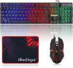 BlueFinger RGB Gaming Keyboard and Backlit Mouse Combo, USB Wired, LED... - Image 2