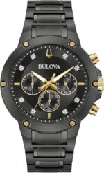 Bulova Males's Basic 6-Hand Chronograph Diamond Quartz Black Ion Plate... - Image 2