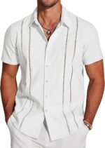 COOFANDY Males's Cuban Guayabera Shirt Quick Sleeve Button Down Shirts C... - Image 2