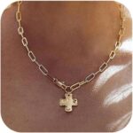 Chunky Cross Necklace for Girls Fashionable Gold Silver Layered Assertion C... - Image 2
