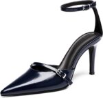 Coutgo Womens Excessive Heels Closed Pointed Toe Ankle Buckle Strap Attractive Pu... - Image 2