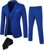 DEETRUST Males's 3 Piece Slim Match Swimsuit Set, 2 Button Blazer Jacket Vest ... - Image 2