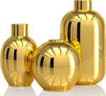 Shiny Gold Ceramic Flower Vase Set of three,Gold Trendy Spherical Ornamental ... - Image 2