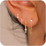 Gold Plated Earrings for Girls, 14k Gold Plated Earring Stack Hypoalle... - Image 2