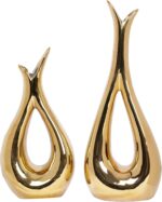 Gold Vase for Residence Decor Navy Blue Hole Ceramic Vases Set of two Nordi... - Image 2