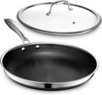 HexClad Hybrid Nonstick 12-Inch Frying Pan with Tempered Glass Lid, St... - Image 2