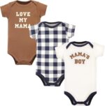 Hudson Child Unisex Child Cotton Bodysuits, Brown Navy Mamas Boy 3-Pack,... - Image 2