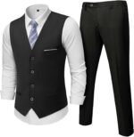 MY'S Males's 2-Piece Go well with, Vest Pants Set for Males, Informal Waistcoat with... - Image 2