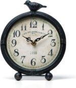 NIKKY HOME Classic Desk Clock with Hen, Metallic Desk Clocks Battery Op... - Image 2