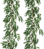 RECUTMS Synthetic Willow Leaves Vine Twigs 2Pcs 5.7Ft Faux Hanging Iv... - Image 2