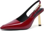 RIBONGZ Slingback Heels for Ladies Kitten Heels Closed Pointed Toe Ankl... - Image 2