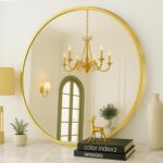 SONGMICS Toilet Spherical Mirror for Wall, 24 Inches Gold Circle Mirror，... - Image 2