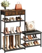 Shoe Rack Bench with Gentle Cushioned Seat, 5-Tier Shoe Storage Set up... - Image 2