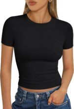 Fashionable Queen Womens Quick Sleeve T Shirts Summer season Crop Tops Primary Slim ... - Image 2