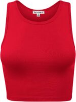 Ladies Sleeveless Cami Crop Tank Tops Racerback Excessive Halter Neck Shirts - Image 2