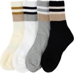 Womens Striped Crew Socks,Cotton Informal Cozy Athletic Calf Socks for W... - Image 2