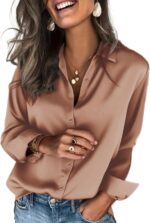 Zeagoo Satin Blouses for Girls Silk Button Down Shirts Lengthy Sleeve Bus... - Image 2