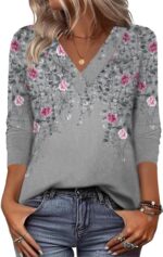 Zeagoo Ladies Lengthy Sleeve Tops Dressy Informal V Neck Tshirts Fundamentals Tee ... - Image 2